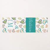 Handgetrokken harten Multicolor Trendy Monogram Yogamat (Voorkant (horizontaal))