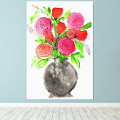 Handgetrokken inkt Stationair roze en rode Waterve Canvas Afdruk (Insitu (Houten vloer))