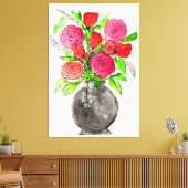 Handgetrokken inkt Stationair roze en rode Waterve Canvas Afdruk (Insitu (Woonkamer))