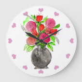 Handgetrokken inkt Stationair roze en rode Waterve Grote Klok (Voorkant)