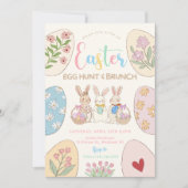 Handgetrokken Kleurrijke Pastel Easter Egg Brunch  Kaart (Voorkant)