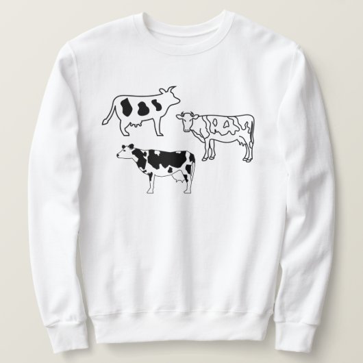 Handgetrokken Koeien Farmer Doodles Black en White Trui (Design voorkant)