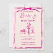 Handgetrokken krabbel retro roze lint vrijgezellen kaart (Voorkant)