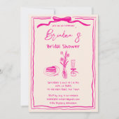 Handgetrokken krabbel retro roze lint vrijgezellen kaart (Voorkant)