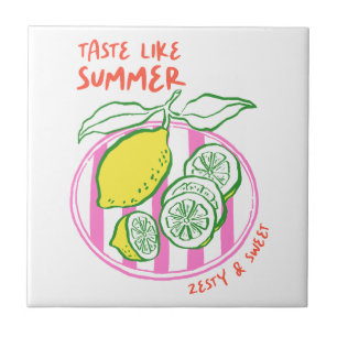 Handgetrokken Lemon Summer Quote Tegeltje