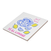 Handgetrokken Lemon Summer Quote Tegeltje (Zijkant)