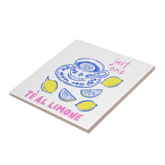 Handgetrokken Lemon Summer Quote Tegeltje (Zijkant)