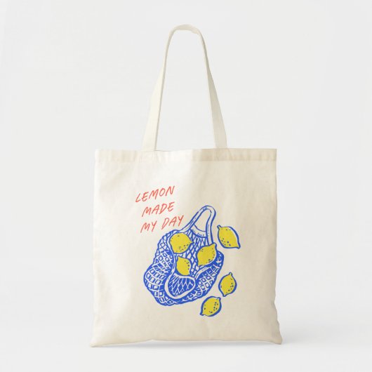 Handgetrokken Lemon Summer Quote Tote Bag (Voorkant)