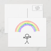 Handgetrokken man onder een regenboogbriefkaart briefkaart (Voorkant / Achterkant)