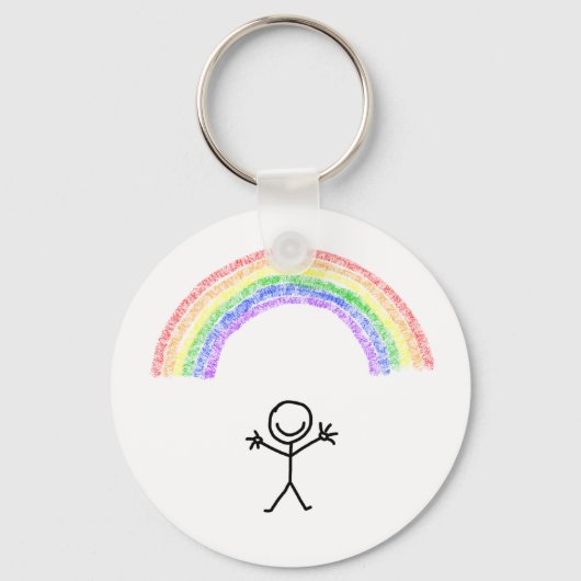 Handgetrokken man onder een regenboogsleutelhanger sleutelhanger (Voorkant)