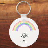 Handgetrokken man onder een regenboogsleutelhanger sleutelhanger (Voorkant)