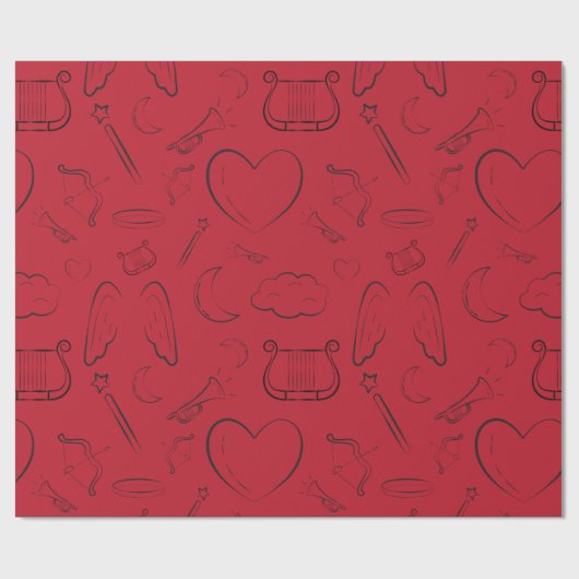 Handgetrokken minimalistische Valentijn Cadeaupapier (Vlak)