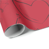 Handgetrokken minimalistische Valentijn Cadeaupapier (Rol Hoek)