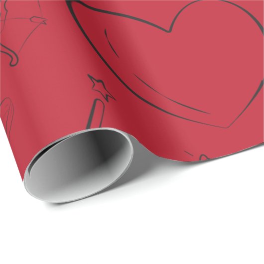 Handgetrokken minimalistische Valentijn Cadeaupapier (Rol Hoek)