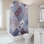 Handgetrokken naadloos patchworkpatroon.  douchegordijn (In situ)