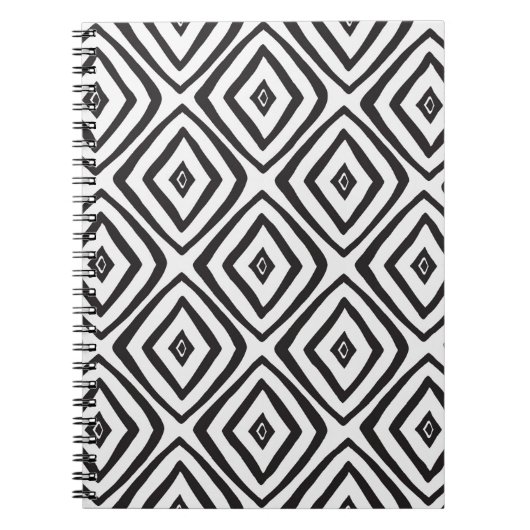 Handgetrokken naadloos patroon in zwart-wit.  notitieboek (Voorkant)