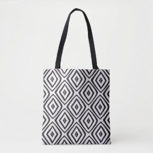 Handgetrokken naadloos patroon in zwart-wit. tote bag