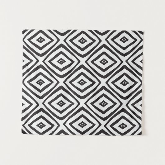 Handgetrokken naadloos patroon in zwart-wit. wandkleed (Voorkant (horizontaal))