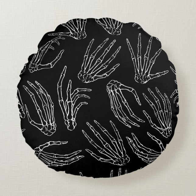 Handgetrokken  naadloos patroon. Menselijke botten Rond Kussen (Voorkant)