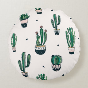 Handgetrokken naadloos patroon met cacti en succuu rond kussen