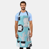 Handgetrokken naadloos patroon met cactus en naadl schort (Gedragen)