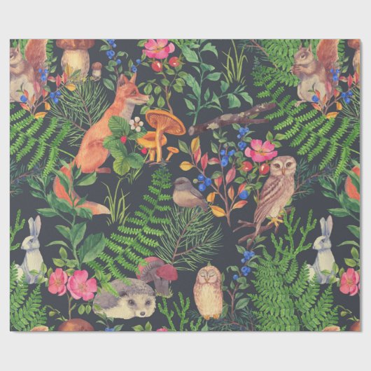 Handgetrokken naadloos patroon met waterverf bos cadeaupapier (Vlak)