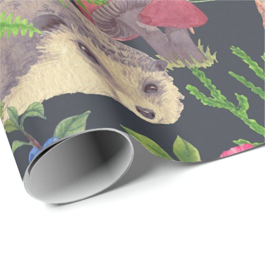 Handgetrokken naadloos patroon met waterverf bos cadeaupapier (Rol Hoek)