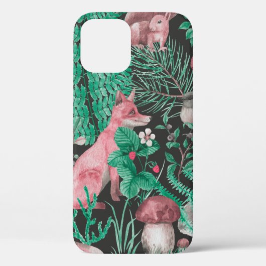 Handgetrokken naadloos patroon met waterverf bos Case-Mate iPhone case (Achterkant)