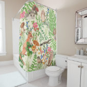 Handgetrokken naadloos patroon met waterverf bos douchegordijn (In situ)