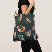 Handgetrokken naadloos patroon met waterverf bos tote bag (Dichtbij)