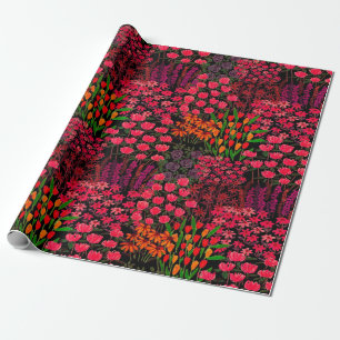 Handgetrokken naadloos patroon met wilde bloemen cadeaupapier