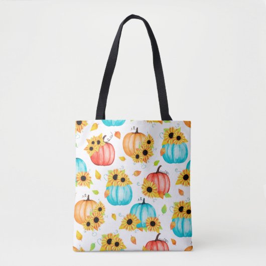 Handgetrokken naadloos patroon met zonnebloemen pu tote bag (Voorkant)
