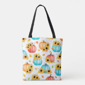 Handgetrokken naadloos patroon met zonnebloemen pu tote bag (Achterkant)