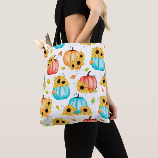 Handgetrokken naadloos patroon met zonnebloemen pu tote bag (Dichtbij)