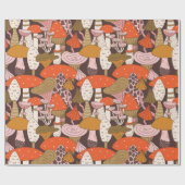 Handgetrokken naadloos patroon van paddenstoel en  cadeaupapier (Vlak)