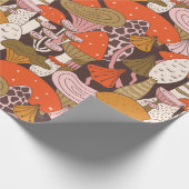 Handgetrokken naadloos patroon van paddenstoel en  cadeaupapier (Hoek)