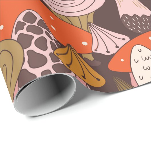 Handgetrokken naadloos patroon van paddenstoel en cadeaupapier (Rol Hoek)