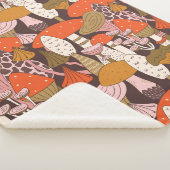 Handgetrokken naadloos patroon van paddenstoel en  sherpa deken (3/4)