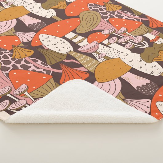 Handgetrokken naadloos patroon van paddenstoel en sherpa deken (3/4)