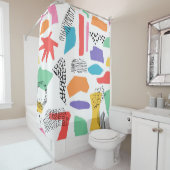 Handgetrokken oppervlak. Artistieke Memphis textur Douchegordijn (In situ)