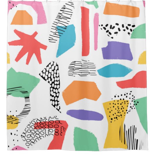Handgetrokken oppervlak. Artistieke Memphis textur Douchegordijn (Voorkant)