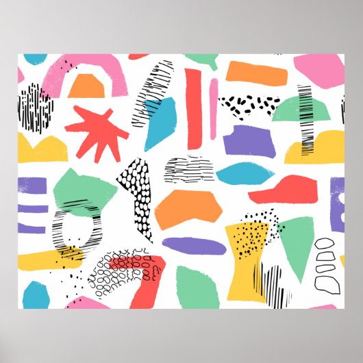 Handgetrokken oppervlak. Artistieke Memphis textur Poster (Voorkant)