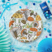 Handgetrokken paddenstoelen papieren bordje (Feest)