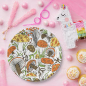 Handgetrokken paddenstoelen papieren bordje (Feest)