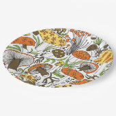 Handgetrokken paddenstoelen papieren bordje (Gekanteld)