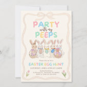 Handgetrokken pastel Bunny Easter Egg Hunt Brunch Kaart (Voorkant)