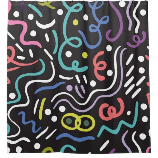 Handgetrokken penseel. Abstract patroon, zigzags,  Douchegordijn (Voorkant)