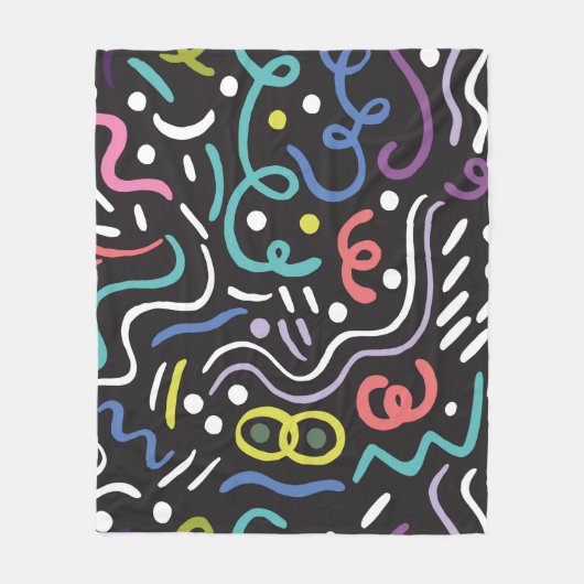 Handgetrokken penseel. Abstract patroon, zigzags,  Fleece Deken (Voorkant)