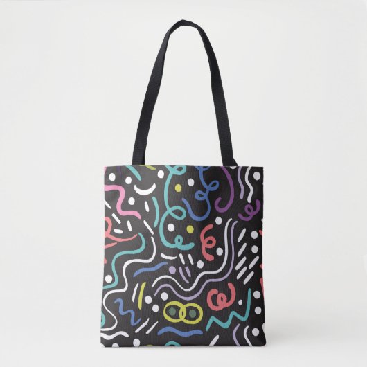 Handgetrokken penseel. Abstract patroon, zigzags,  Tote Bag (Voorkant)