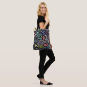 Handgetrokken penseel. Abstract patroon, zigzags,  Tote Bag (Op model)
